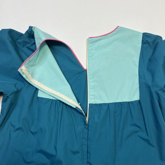 Vintage RM Dress Womens Large Puff Sleeve Applique Made USA 80s - Picture 6 of 7